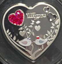 2021 Cook Islands $5 Valentine Heart 20g .999 Silver Proof Swarovski picture
