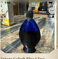 Vintage Cobalt Blue Glass Perfume Bottle Decorative Vanity Display Bottle picture