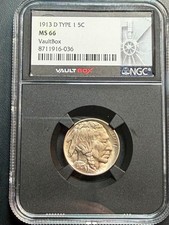 1913-D TYPE 1 Buffalo Nickel In VAULTBOX PCGS MS66 picture