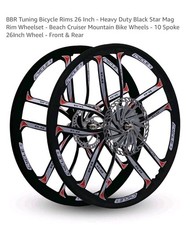 BBR Tuning Bicycle Rims 26 Inch-Heavy Duty Black Star Mag Wheelset 10 Spoke picture