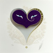 Erte Heart I (Purple) Signed Serigraph with Foil Stamping /150 Romain De Tirtoff picture