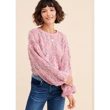 *NWT* J.O.A. Bouclé Knit Sweater, Pink Size Small picture