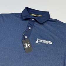 FootJoy Polo Shirt Mens Large Blue Tonal Texture Print Golf Moisture Wicking picture