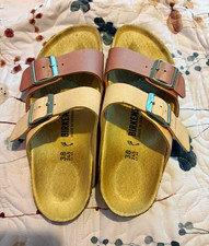 Birkenstock Arizona Women's Slide Sandals Pink/Beige Adjustable Buckle EU38 picture