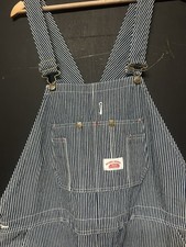 Round House Overalls Mens Size 44x32 Blue Hickory Stripe Cotton Workwear USA picture