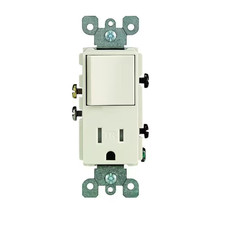 Leviton Decora 15 Amp Tamper-Resistant Combination Switch/Outlet, Light Almond  picture