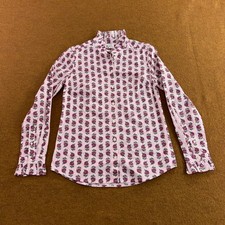J.Crew Womens XS Pink Floral Ruffle Collar Regenerative Cotton Button Down Shirt picture