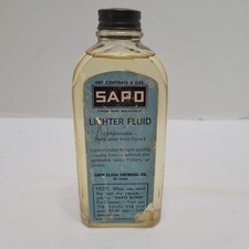 Vintage HTF SAPO Elixir Lighter Fluid In Glass Bottle Full Rare picture