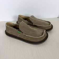 SANUK Vagabond Mens Size 9 Loafer Brown Pull On Canvas Boat Deck Shoe Tan picture