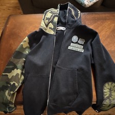 A Bathing Ape BAPE x Undefeated Full Zip Shark Hoodie Black/Green Camo M picture