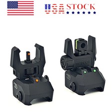 Foldable Iron Sights Flip-up Front and Rear Sight Fiber Optics Dual Aiming Mode picture