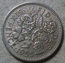 Great Britain *one* sixpence 1954 1955 1956 1957 1958 1959 1961 etc Wedding gift picture