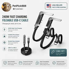 2-in-1 Invisible Holder Charger Cable–240W Fast Charging Cord with Phone Stand picture