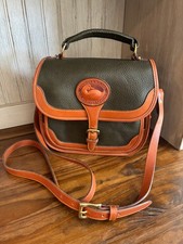 Vintage Dooney & Bourke Square Carrier AWL Green British Tan Leather USA picture