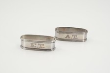 Vintage Lunt Sterling Silver 2 Monogrammed Napkin Rings 36.0g picture