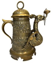 FABULOUS ANTIQUE BRONZE CIGAR HOLDER / HUMIDOR with LIGHTER LAMP Figural Dragon picture