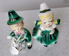 RARE VINTAGE NORCREST BOY & GIRL IRISH CERAMIC FIGURINES. picture
