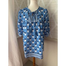 Boutique Women’s Large Blue Graphic Print Bow Toe Blouse Top picture