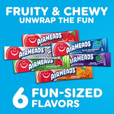 Airheads Chewy Candy Bars, Assorted Flavors, Nut Free, Regular Size, 33 oz, 60 C picture