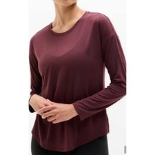Athleta Move With Ease Burgundy TENCEL Modal Relaxed Top Size Medium picture