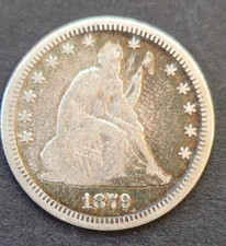 1879 SEATED LIBERTY QUARTER -- Fair example of a rare mintage picture