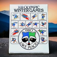1980 Winter Olympics Vintage Roni Raccoon Olympic Events Poster (Original)  picture
