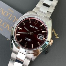 Bulova Surveyor 98B422 Automatic 39mm Red Dial Stainless Steel Men's Watch picture