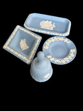 WEDGWOOD Blue Jasperware 4-Piece Set — Tray, Dish, Ashtray & Bell  Classic Neo picture