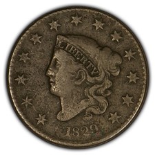 1829 1c Coronet Head Large Cent - Medium Letters - Better Date - VF Dets. Y2395 picture