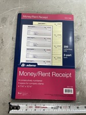 Adams Money Rent Receipt Pad 2-Part Carbonless 200 Sets DC1182 7 5/8 x 10 7/8 in picture