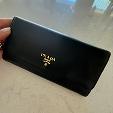 PRADA Black/Gold Large Saffiano Wallet picture