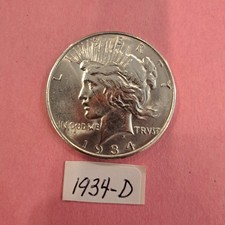 1934-D Peace Silver Dollar-Very Nice Detail-Probably High AU to low MS- picture
