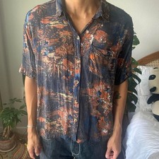 We The Free People Share Good Vibes Button Down Shirt Womens XS Navy Floral picture