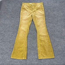 Pilcro The Icon Flare Pants Women 28 Yellow Corduroy Mid Rise Bell Bottom Boho picture