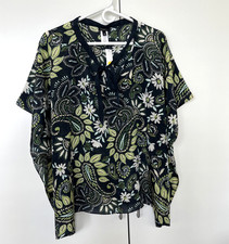 TALBOTS TIE NECK TOPPER - PAISLEY BLOOMS 100% SILK L/XL NEW WITH TAGS picture