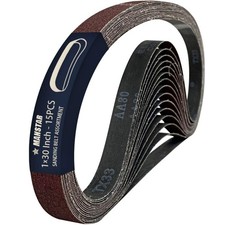 15 Pcs 1 x 30 Inch Assorted Aluminum Oxide Sanding 1x30(15pcs), Brown picture