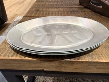 Vintage Aluminum Sizzle Steak Fajita Serving Plates Set Of 4 Japan 12”x 8” picture