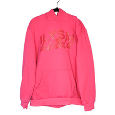 ILYSM KINDA Womens Embellished Sparkly Hoodie Size XL Pink Oversize Bling Glam picture