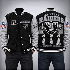NEW Las Vegas Raiders Football Custom Baseball Jacket picture