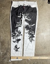 DSQUARED2 MEN’S SIZE 34 WHITE BLACK BIRD GRAPHIC PRINT JEANS DESIGNER DENIM picture