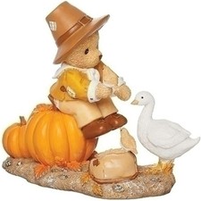 Bear with Goose Thanksgiving Figure – Cherished Teddies by Roman picture