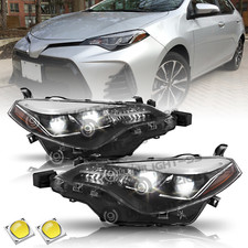Fit 2017 2018 2019 Toyota Corolla SE XLE XSE Sedan 4Dr Headlights Pair W/Bulbs picture