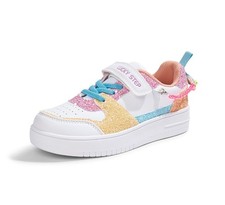 LUCKY STEP Girl's Glitter Sneakers Slip On Hook and Loops Athletic School Shoes picture
