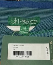 NWT Masters Golf Peter Millar Performance Pullover Hoodie Green Blue Stripe... picture