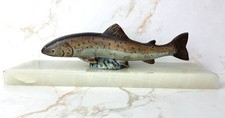 Antique Austrian Vienna Cold Painted Bronze Salmon Fish Sculpture On Onyx Plinth picture