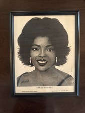 Framed drawing of Oprah Winfrey by artist Michael Bailey (ZEBRA). 12 X 15 picture
