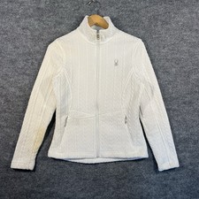 Spyder Womens Major Core Cable Stryke White Sweater Jacket Full Zip Size Medium picture