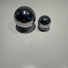 Vintage MCM Chase Russel Wright USA Chrome Orb Sphere Salt & Pepper Shakers picture