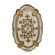 Vintage Italian Florentine Wooden Tray Ornate Gilded Gold Baroque Rococo picture
