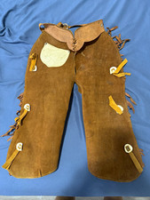 Vintage Suede Leather Cowboy Chaps / Chinks – 1970s/80s Rodeo Western Wear picture